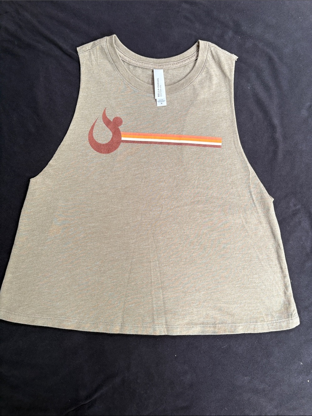 NWOT HOTWORX Retro Stripe Cropped Tank Top - Olive